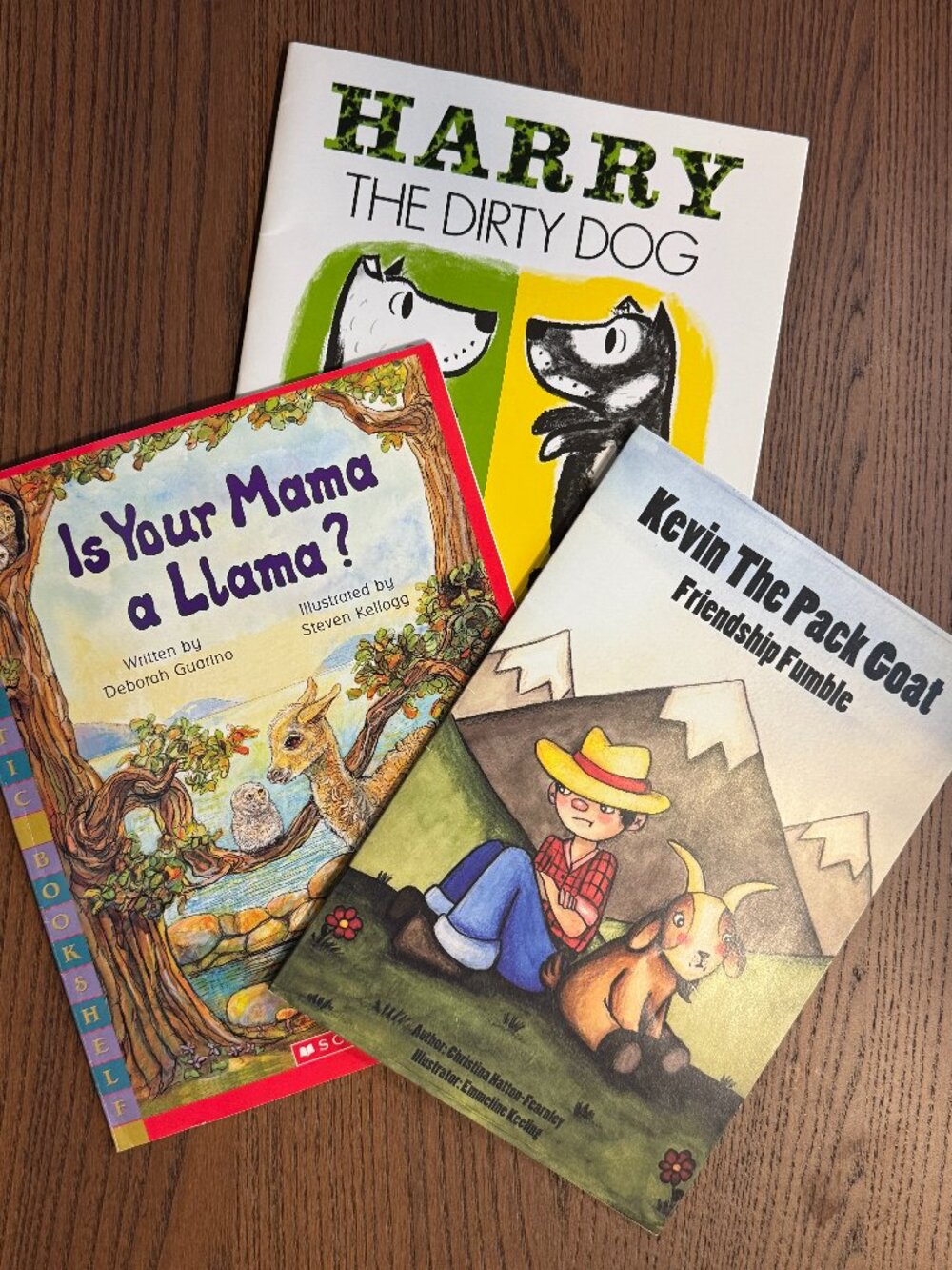Children's Animal Storybooks (3) Harry Dirty Dog Mama Llama Kevin Goat Softcover